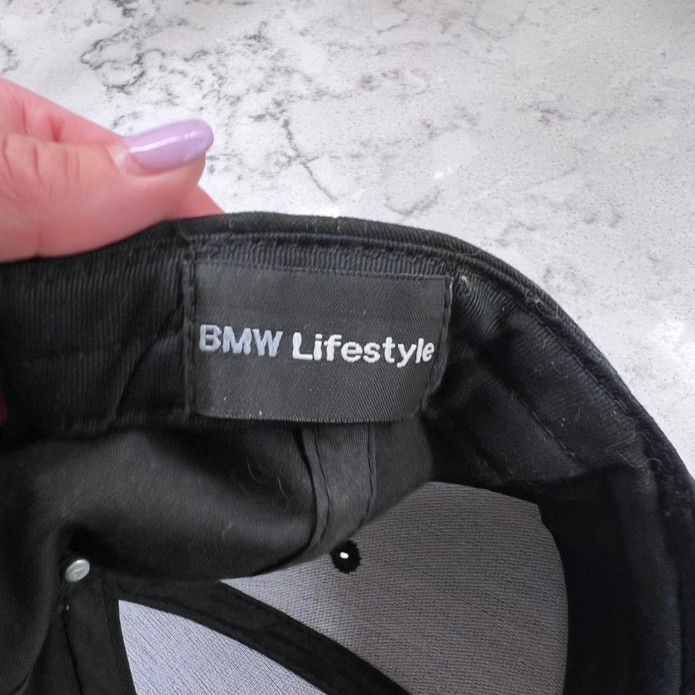 BMW Lifestyle Black Baseball Cap Embroidered Logo Adjustable Hat OSFA - Picture 5 of 7